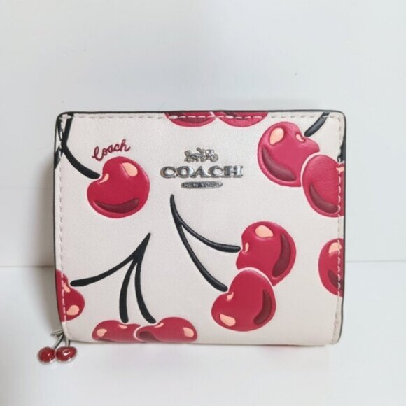 Coach Snap Wallet With Cherry Print CZ519 Chalk Multi - Picture 3 of 11